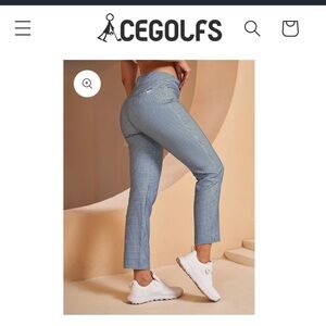 NWT ACEGOLFS EAGLE 28 Inch Performance Stretch Ankle Pants Blue checkered Medium